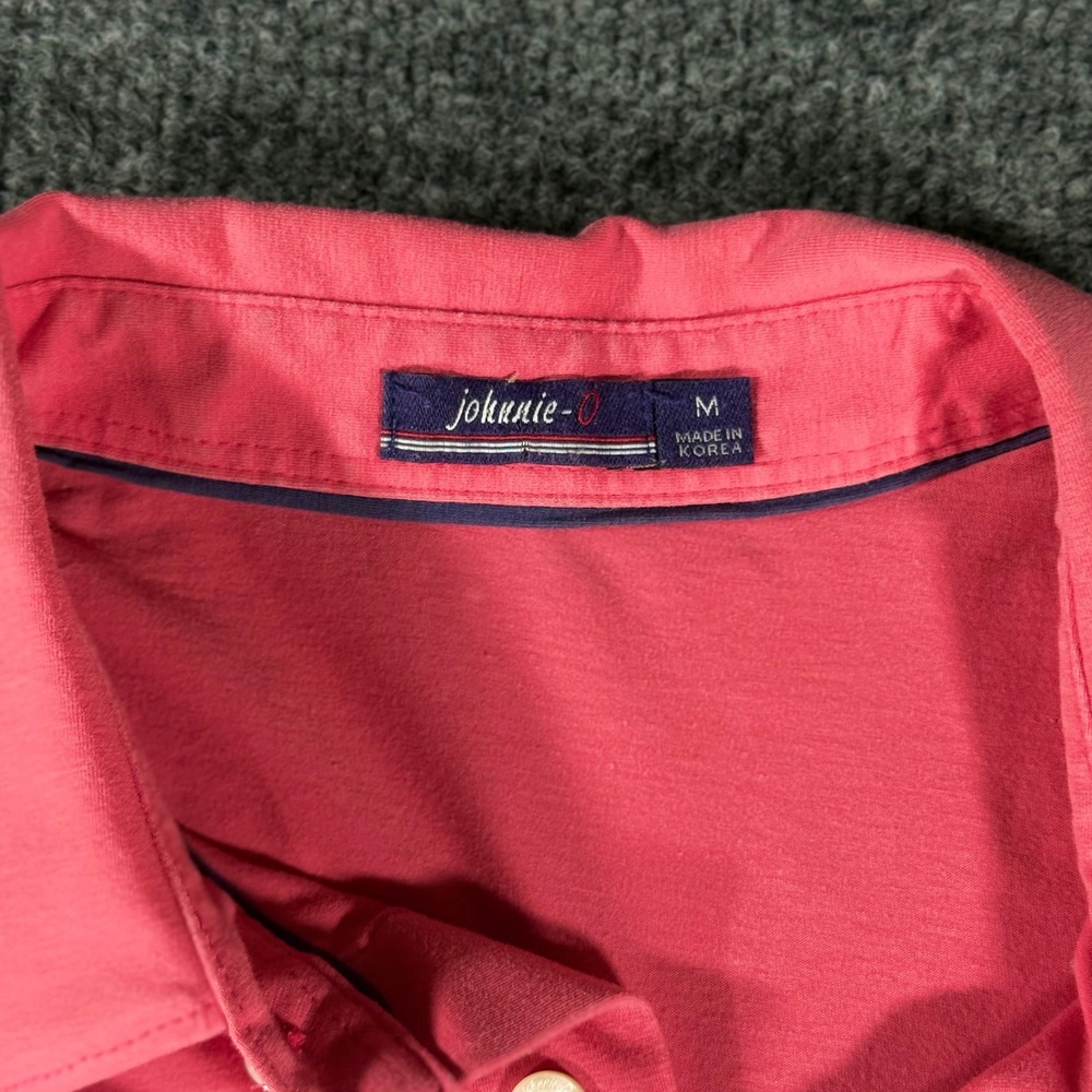 Johnnie-O Polo Shirt Mens Medium Pink Cotton Spandex Short Sleeve Golf M READ - Picture 5 of 7